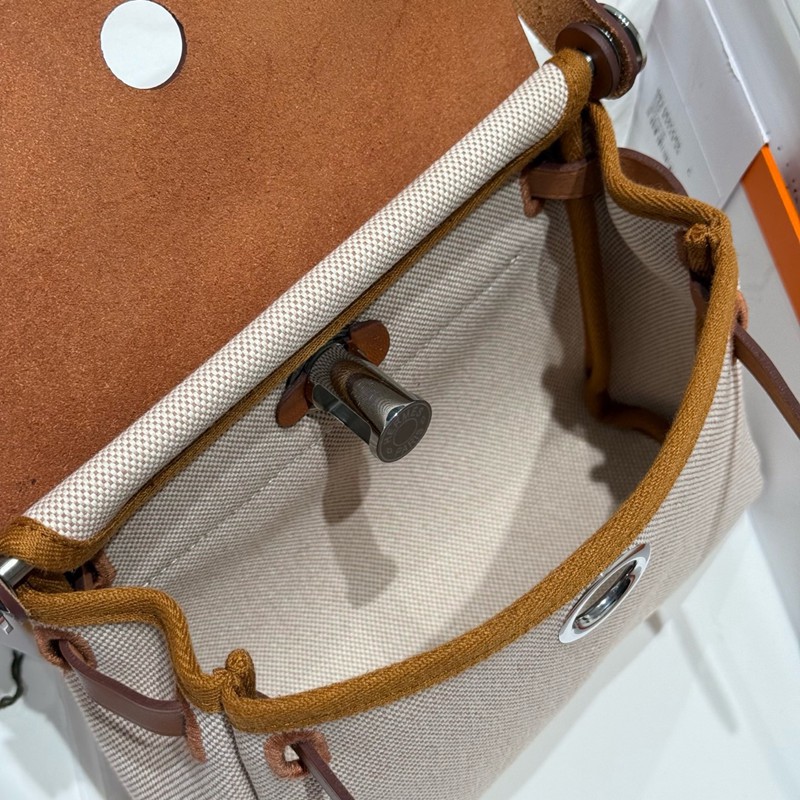 Hermes Mini Herbag Bag 20cm Canvas and Calfskin Leather
