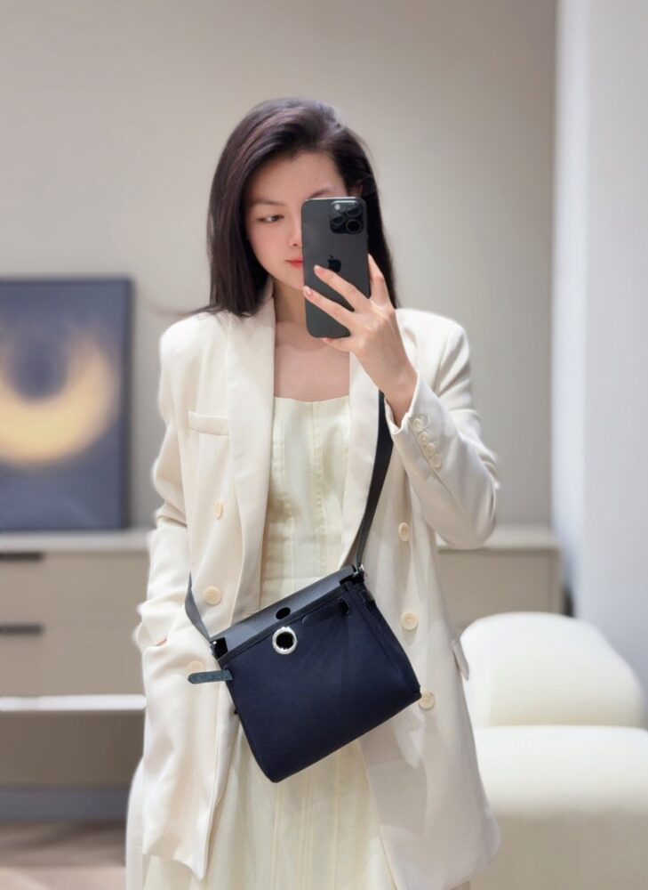 Hermes Mini Herbag Bag 20cm Canvas and Calfskin Leather