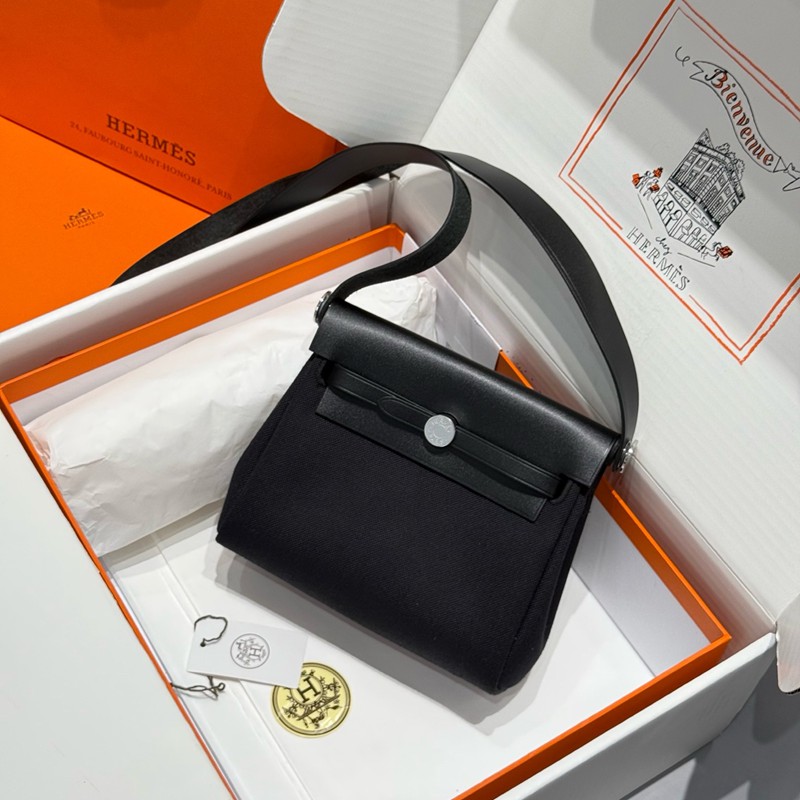 Hermes Mini Herbag Bag 20cm Canvas and Calfskin Leather 08