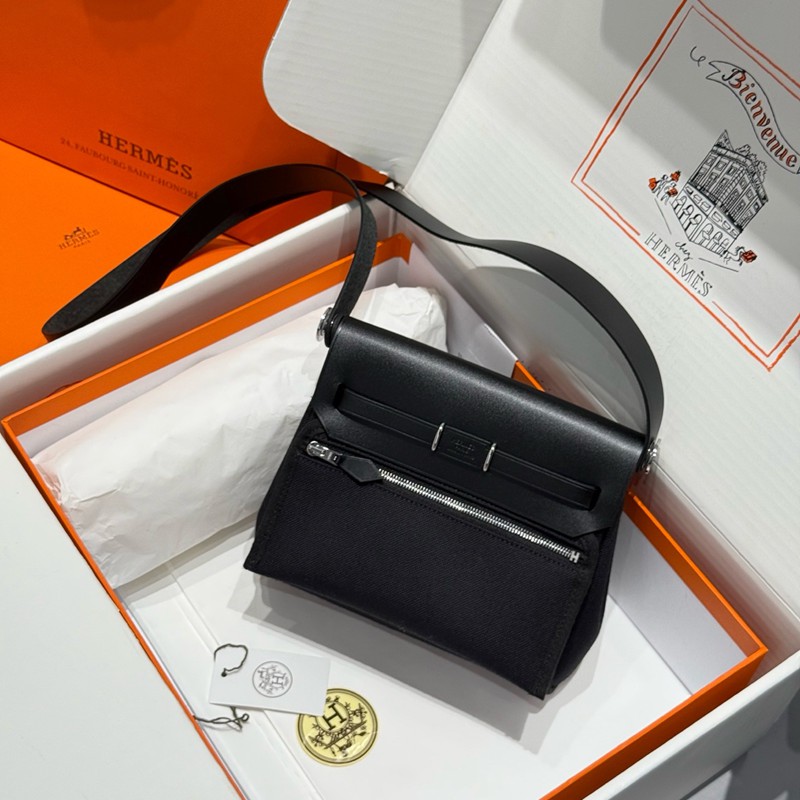 Hermes Mini Herbag Bag 20cm Canvas and Calfskin Leather