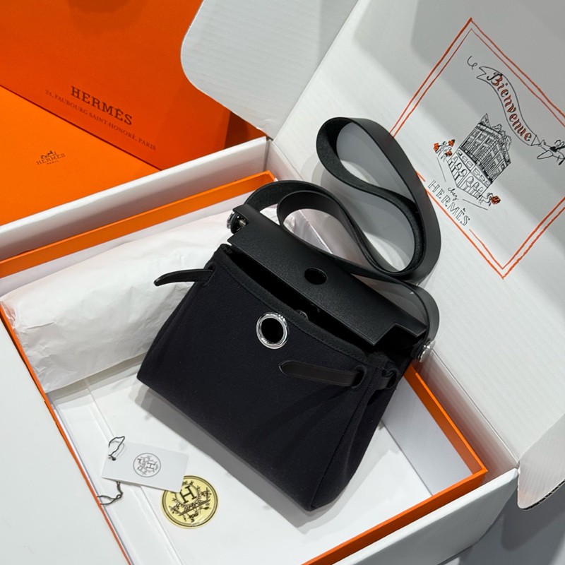 Hermes Mini Herbag Bag 20cm Canvas and Calfskin Leather