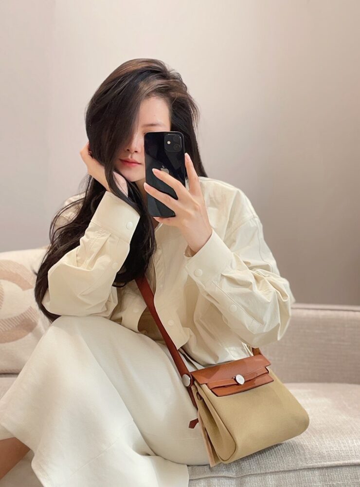 Hermes Mini Herbag Bag 20cm Canvas and Calfskin Leather