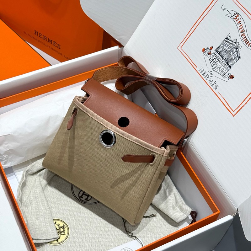 Hermes Mini Herbag Bag 20cm Canvas and Calfskin Leather