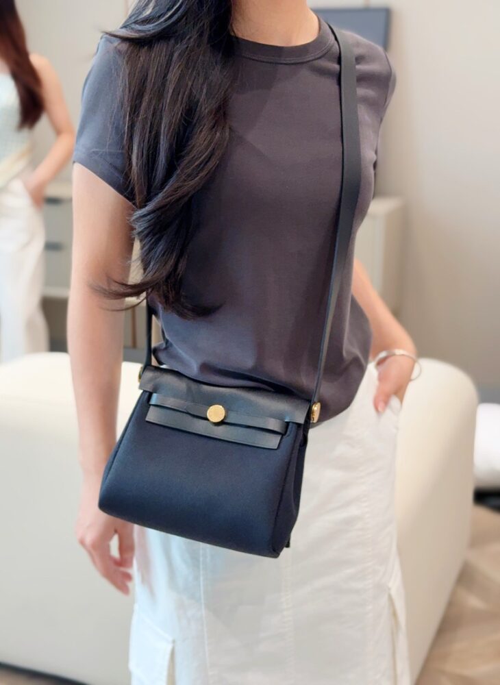 Hermes Mini Herbag Bag 20cm Canvas and Calfskin Leather