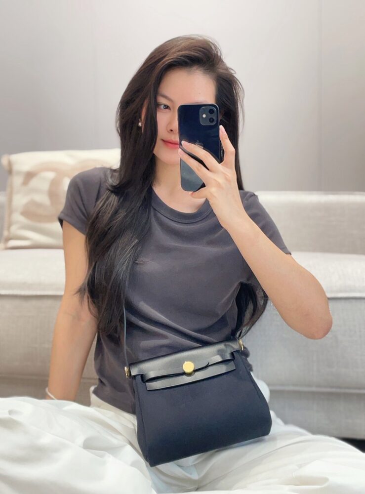 Hermes Mini Herbag Bag 20cm Canvas and Calfskin Leather