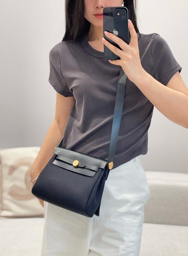 Hermes Mini Herbag Bag 20cm Canvas and Calfskin Leather