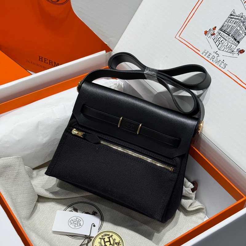 Hermes Mini Herbag Bag 20cm Canvas and Calfskin Leather
