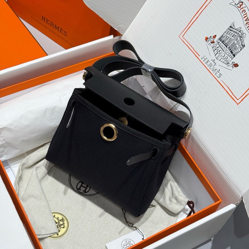 Hermes Mini Herbag Bag 20cm Canvas and Calfskin Leather