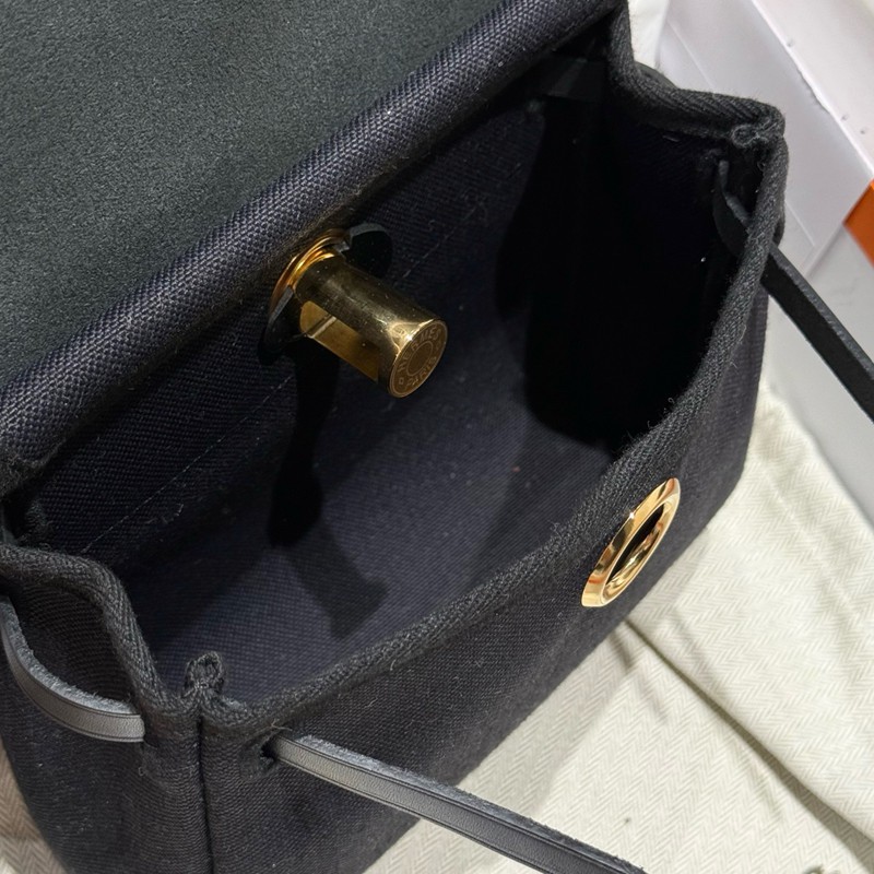 Hermes Mini Herbag Bag 20cm Canvas and Calfskin Leather