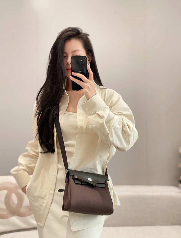 Hermes Mini Herbag Bag 20cm Canvas and Calfskin Leather