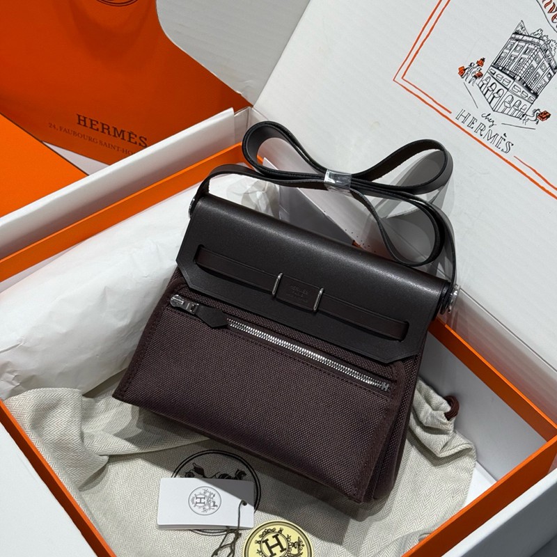 Hermes Mini Herbag Bag 20cm Canvas and Calfskin Leather