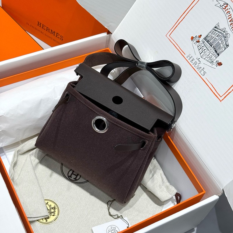 Hermes Mini Herbag Bag 20cm Canvas and Calfskin Leather