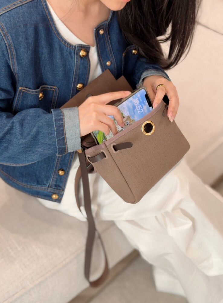 Hermes Mini Herbag Bag 20cm Canvas and Calfskin Leather