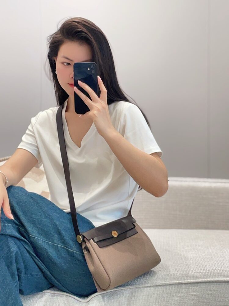 Hermes Mini Herbag Bag 20cm Canvas and Calfskin Leather