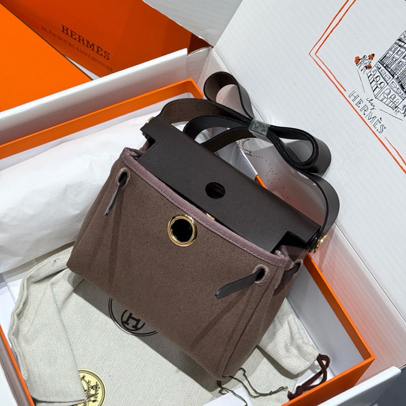 Hermes Mini Herbag Bag 20cm Canvas and Calfskin Leather