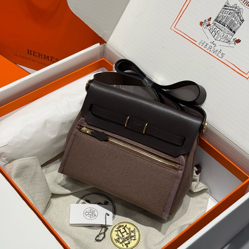 Hermes Mini Herbag Bag 20cm Canvas and Calfskin Leather