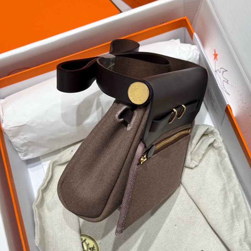 Hermes Mini Herbag Bag 20cm Canvas and Calfskin Leather