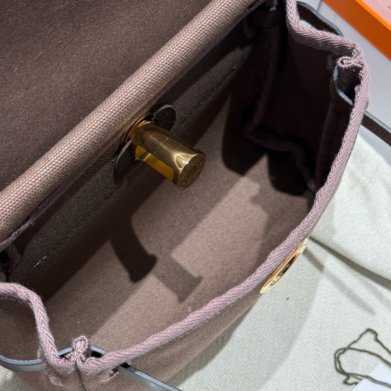 Hermes Mini Herbag Bag 20cm Canvas and Calfskin Leather