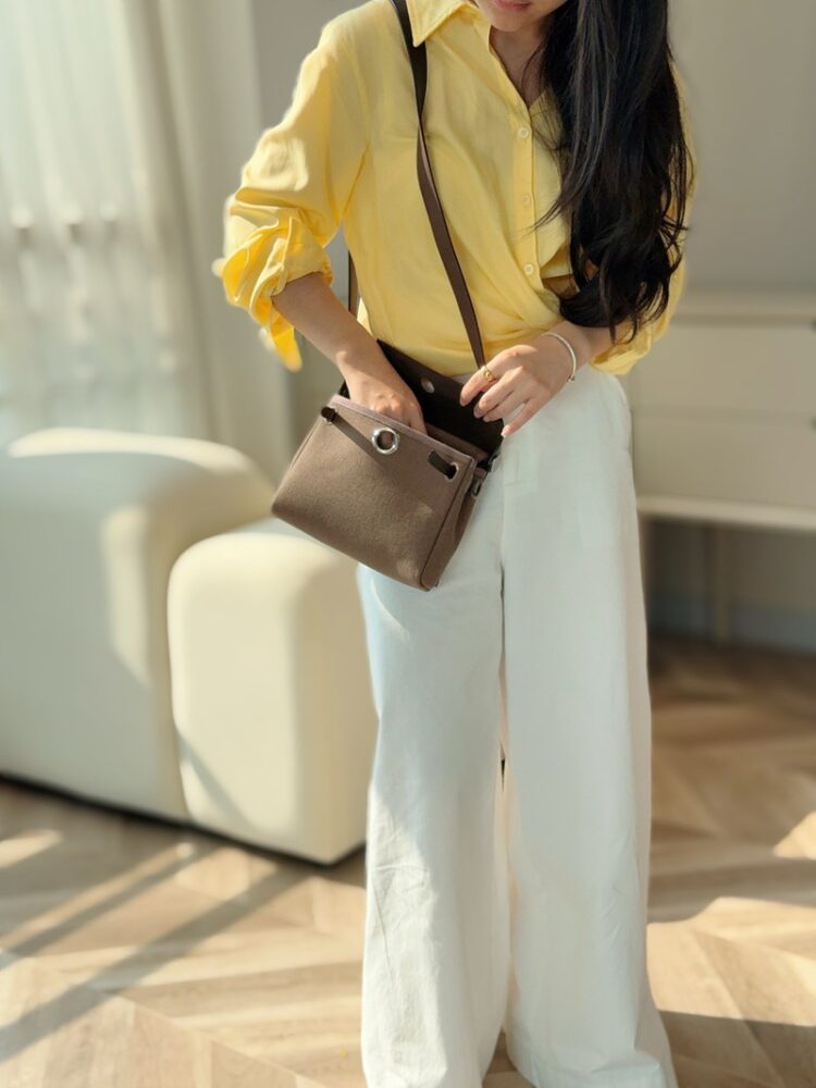 Hermes Mini Herbag Bag 20cm Canvas and Calfskin Leather