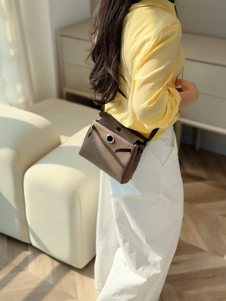 Hermes Mini Herbag Bag 20cm Canvas and Calfskin Leather