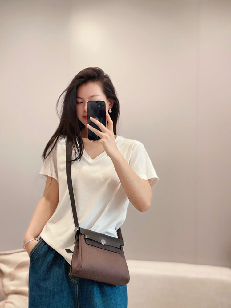 Hermes Mini Herbag Bag 20cm Canvas and Calfskin Leather