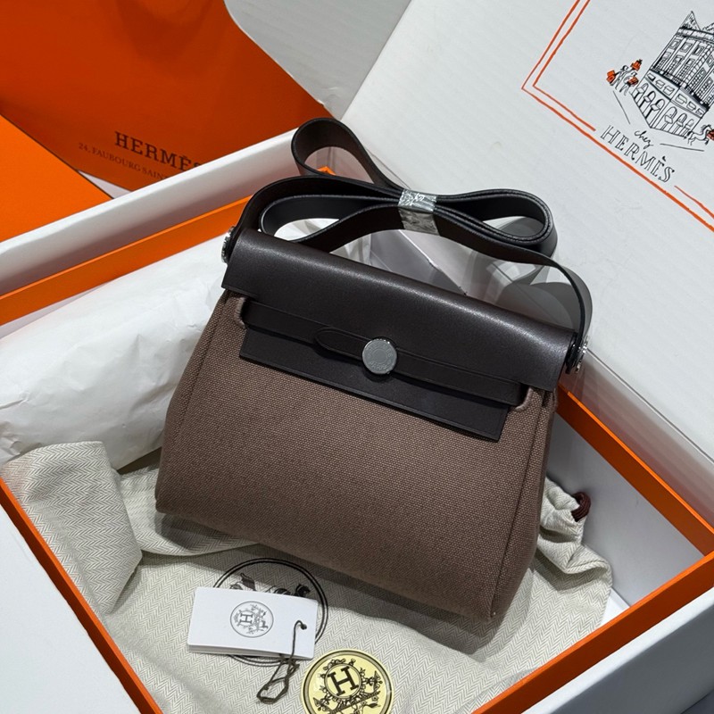 Hermes Mini Herbag Bag 20cm Canvas and Calfskin Leather 13