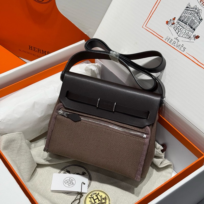 Hermes Mini Herbag Bag 20cm Canvas and Calfskin Leather
