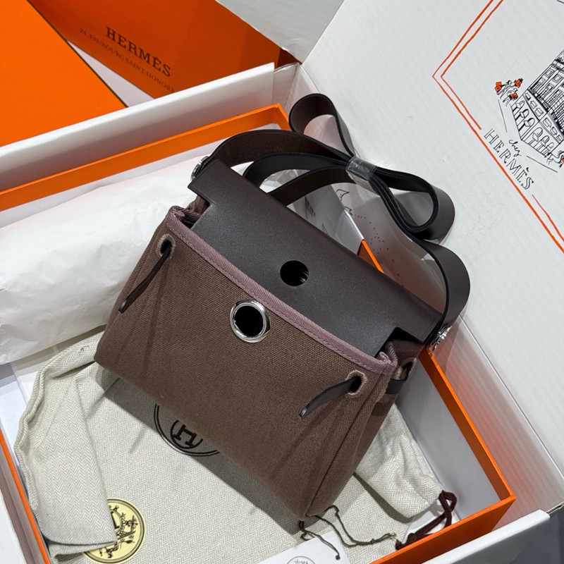 Hermes Mini Herbag Bag 20cm Canvas and Calfskin Leather