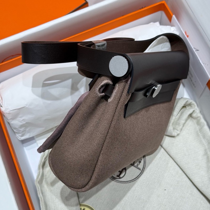 Hermes Mini Herbag Bag 20cm Canvas and Calfskin Leather