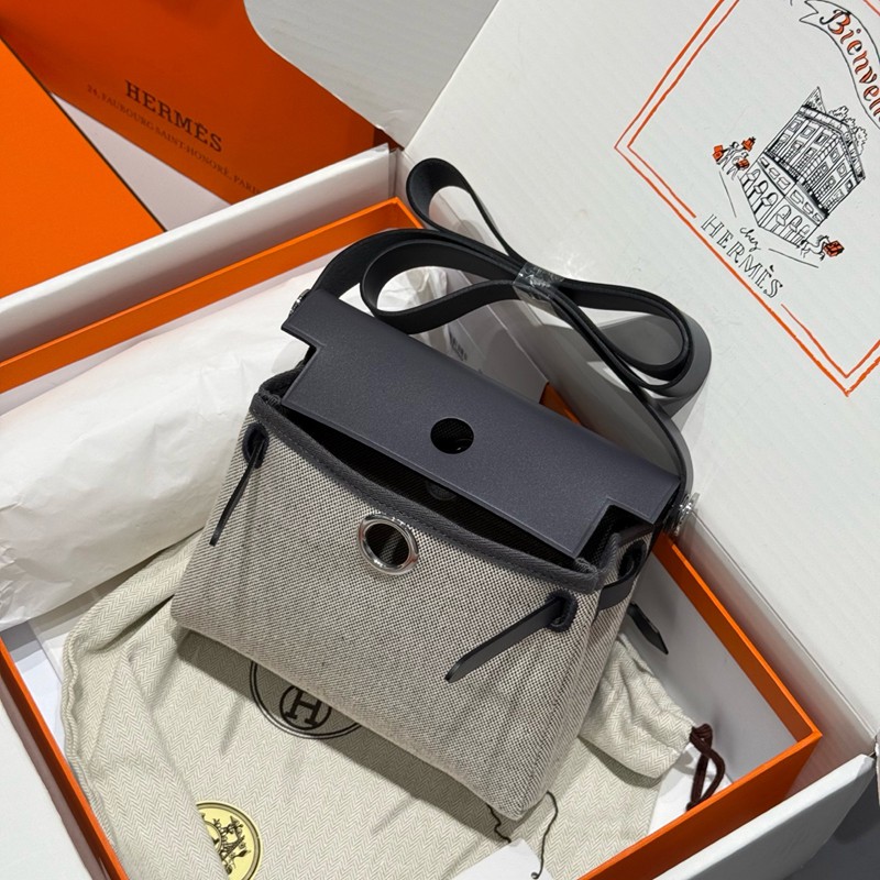 Hermes Mini Herbag Bag 20cm Canvas and Calfskin Leather