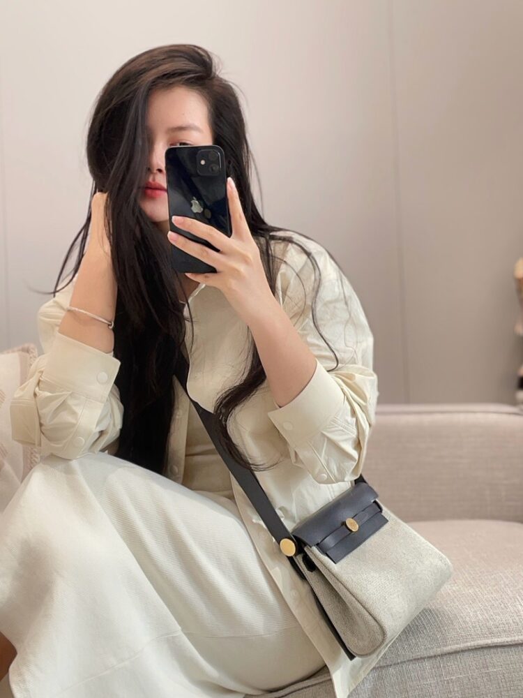 Hermes Mini Herbag Bag 20cm Canvas and Calfskin Leather