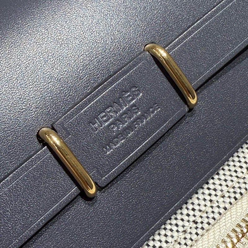 Hermes Mini Herbag Bag 20cm Canvas and Calfskin Leather