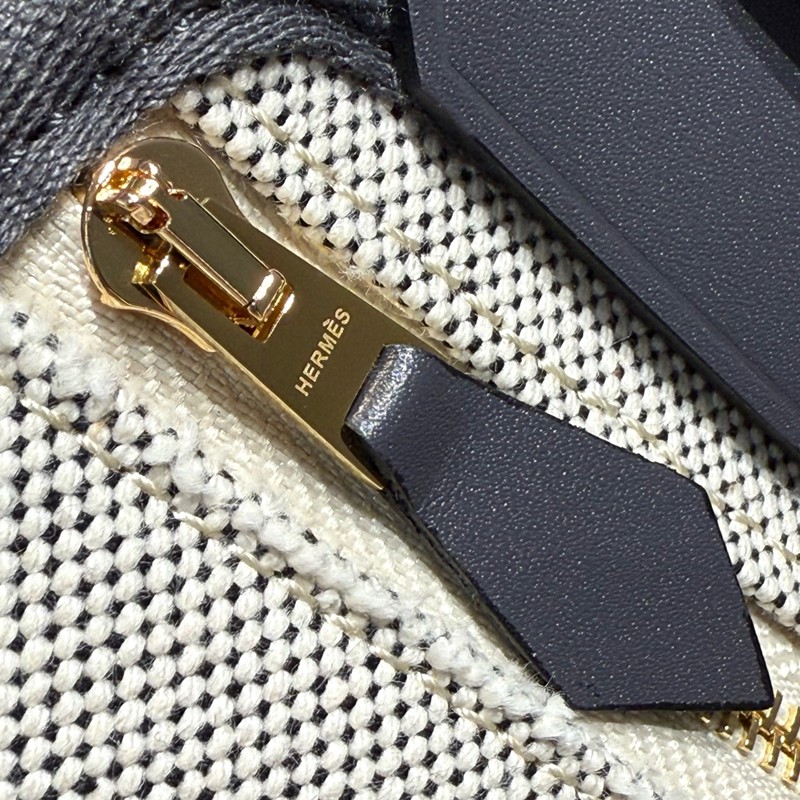 Hermes Mini Herbag Bag 20cm Canvas and Calfskin Leather