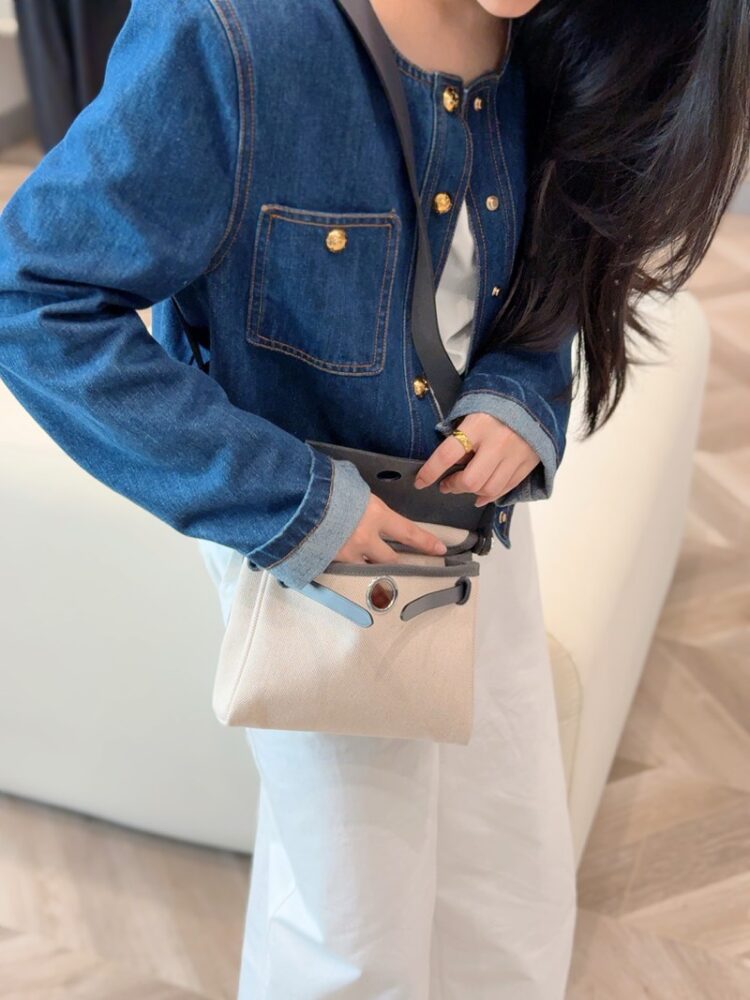 Hermes Mini Herbag Bag 20cm Canvas and Calfskin Leather