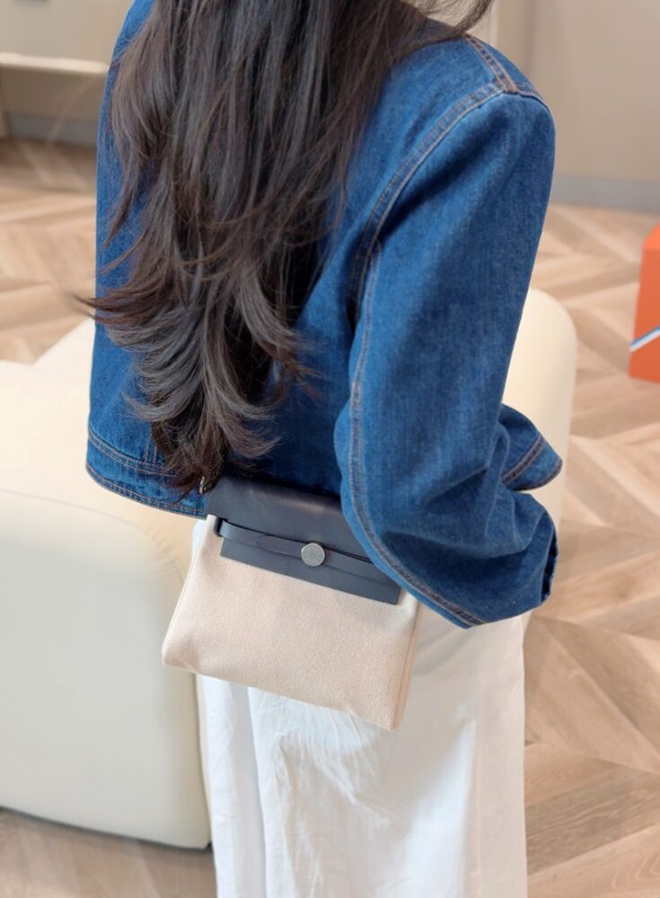 Hermes Mini Herbag Bag 20cm Canvas and Calfskin Leather