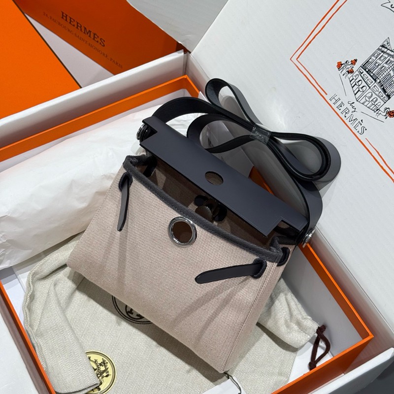 Hermes Mini Herbag Bag 20cm Canvas and Calfskin Leather