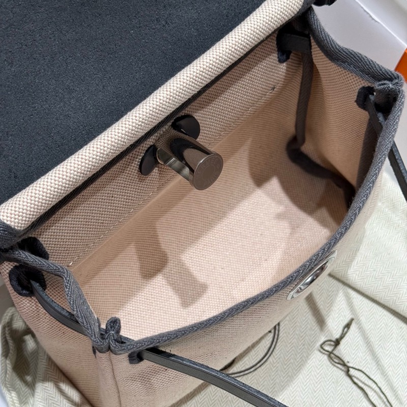 Hermes Mini Herbag Bag 20cm Canvas and Calfskin Leather