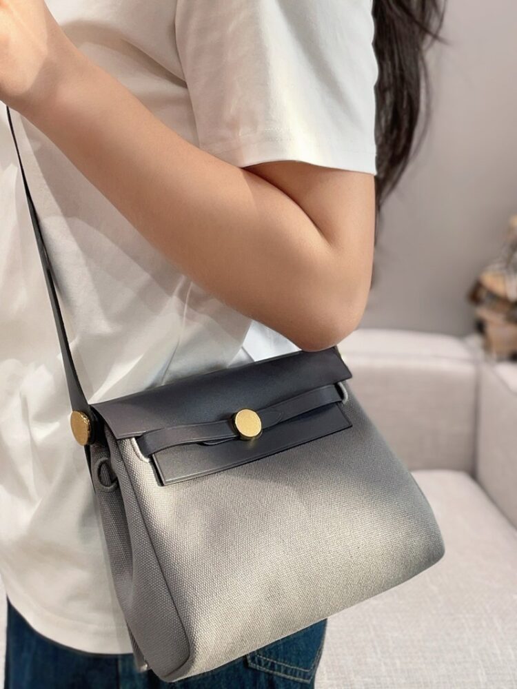 Hermes Mini Herbag Bag 20cm Canvas and Calfskin Leather