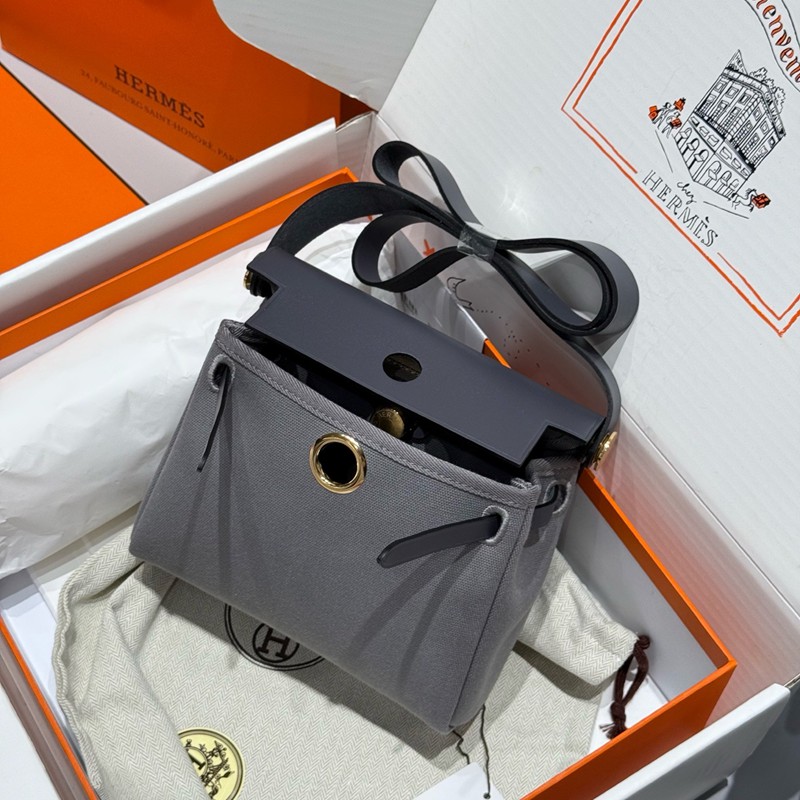 Hermes Mini Herbag Bag 20cm Canvas and Calfskin Leather