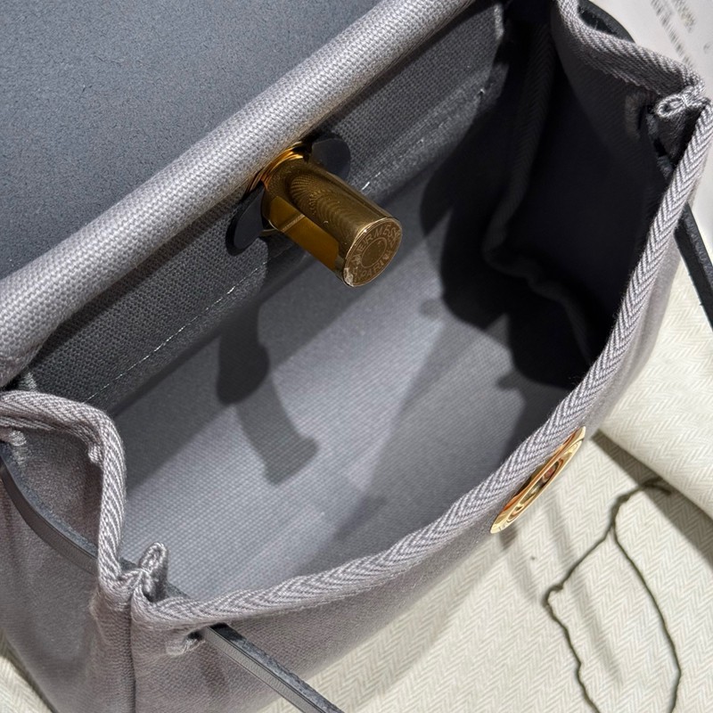 Hermes Mini Herbag Bag 20cm Canvas and Calfskin Leather