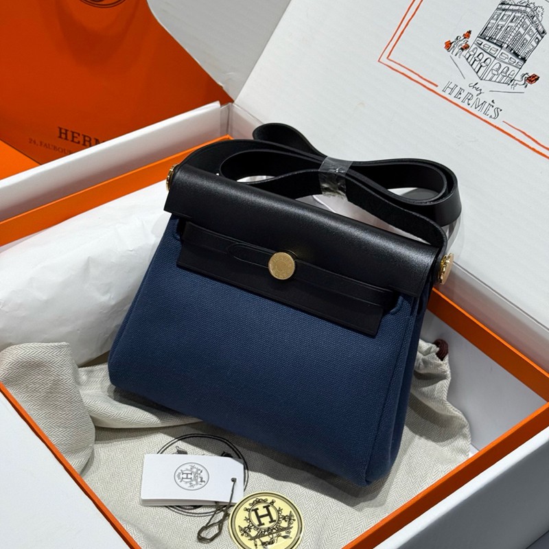 Hermes Mini Herbag Bag 20cm Canvas and Calfskin Leather 21