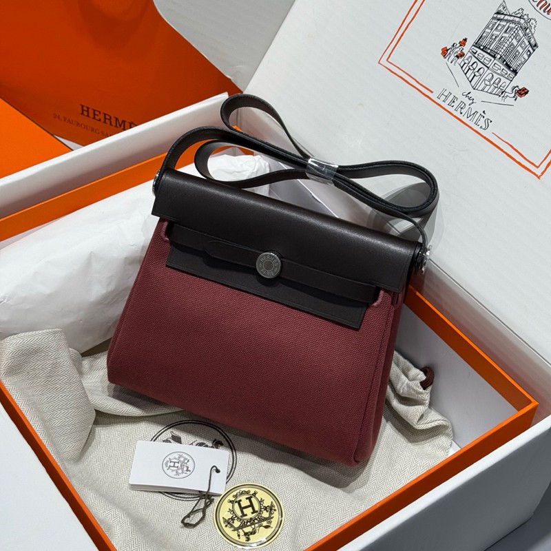 Hermes Mini Herbag Bag 20cm Canvas and Calfskin Leather 22