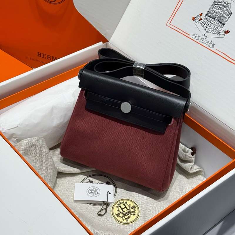 Hermes Mini Herbag Bag 20cm Canvas and Calfskin Leather 23