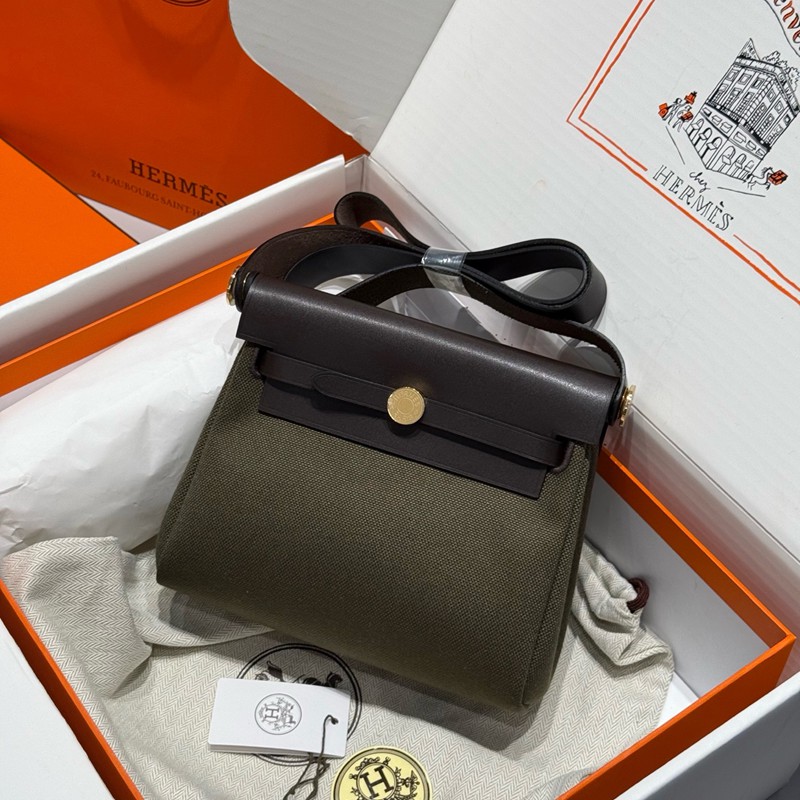Hermes Mini Herbag Bag 20cm Canvas and Calfskin Leather 26
