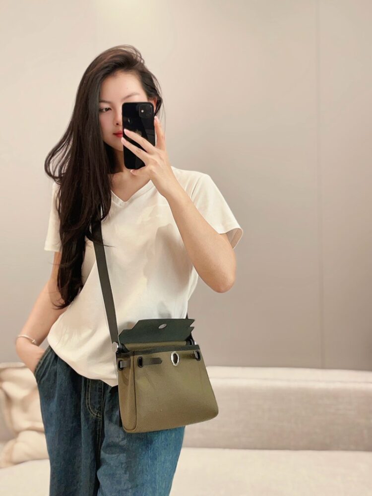 Hermes Mini Herbag Bag 20cm Canvas and Calfskin Leather