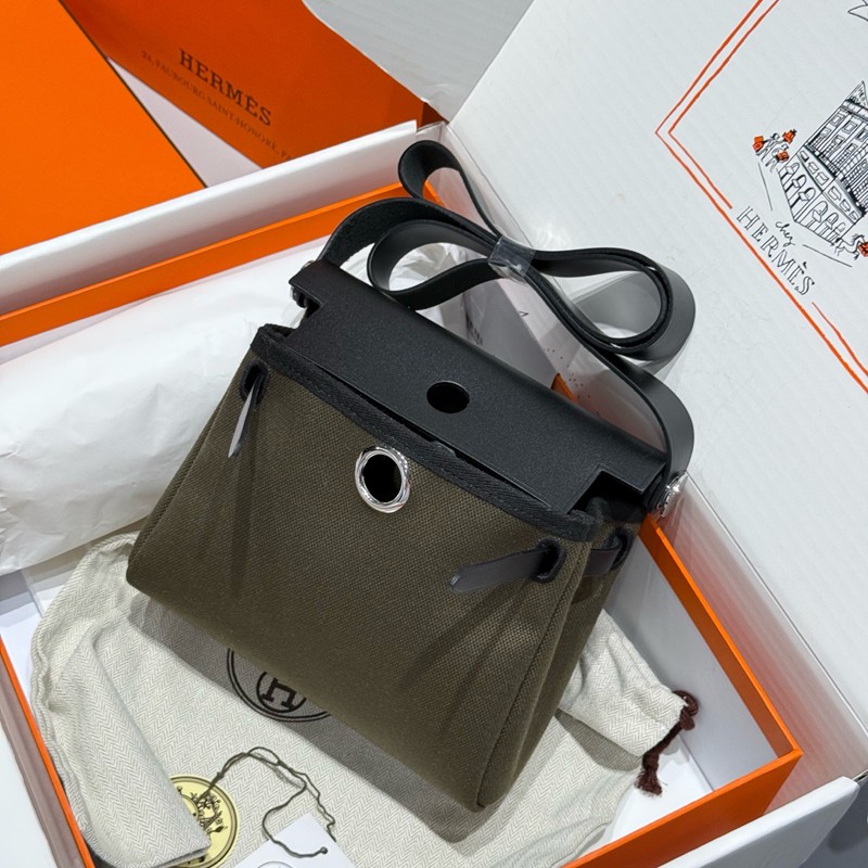 Hermes Mini Herbag Bag 20cm Canvas and Calfskin Leather