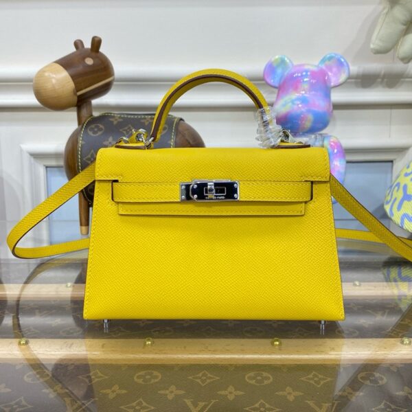 Hermes Mini Kelly II Bag 19cm Original Calfskin Leather Silver 04